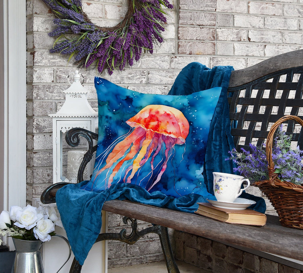 Jellyfish Decorative Throw Pillow 18x18 Indoor Outdoor Accent Cushion, Fabric Cover with Insert for Sofa, Bed, Porch & Living Room