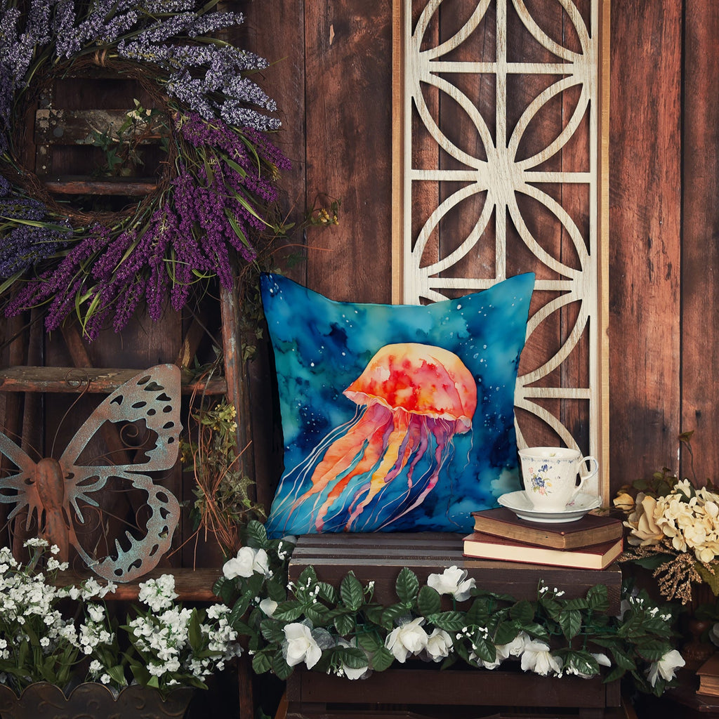 Jellyfish Decorative Throw Pillow 18x18 Indoor Outdoor Accent Cushion, Fabric Cover with Insert for Sofa, Bed, Porch & Living Room