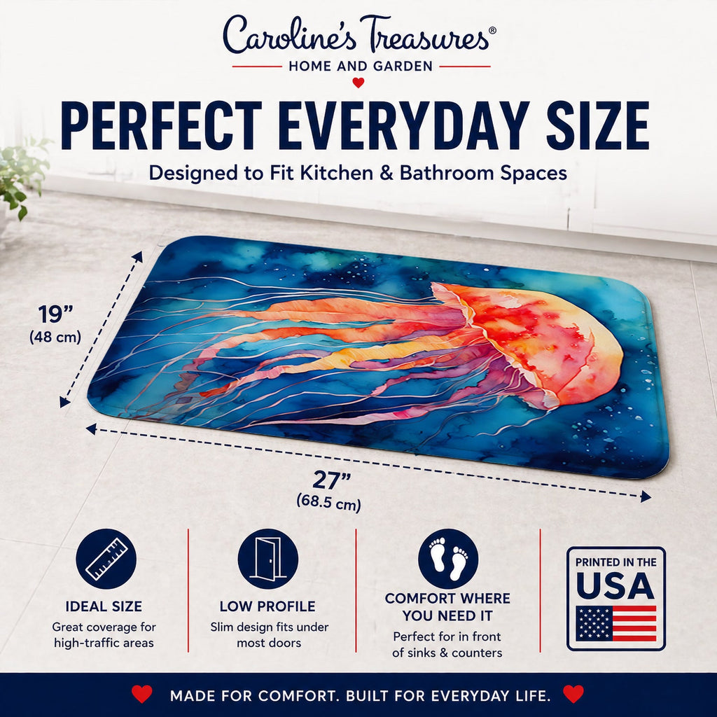 Jellyfish Memory Foam Kitchen Mat Machine Washable Anti-Fatigue Cushion Comfort Bath or Kitchen Rug
