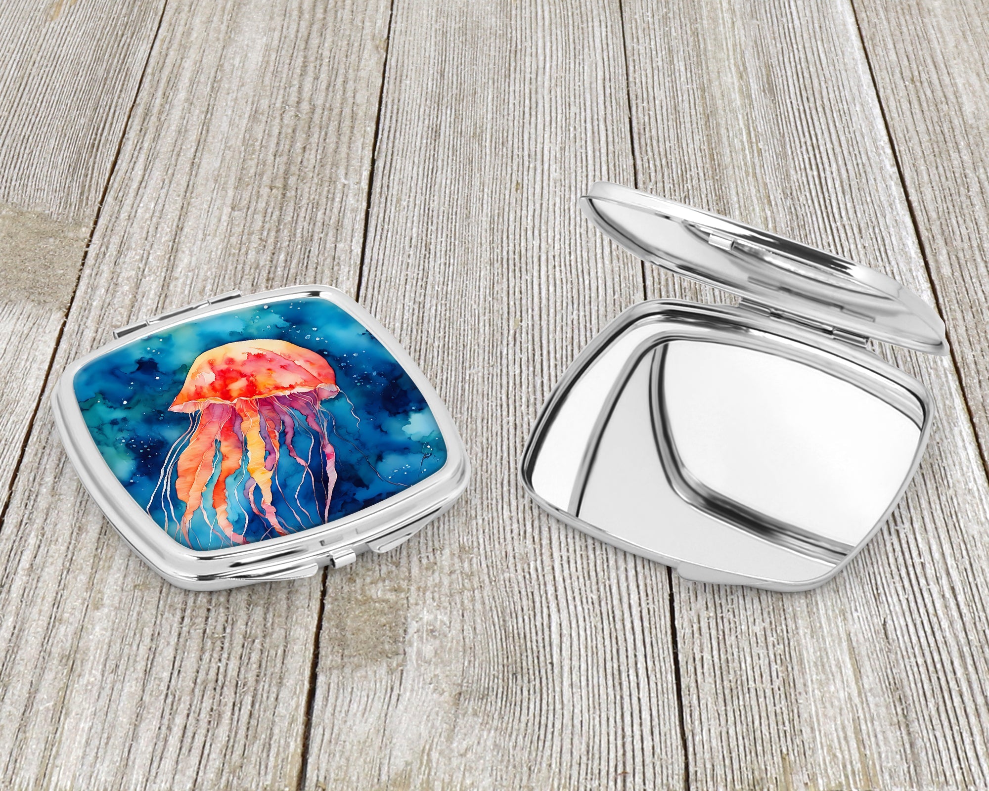 Jellyfish Compact Mirror Decorative Travel Makeup Mirror for Women Girls Gifts Pocket Makeup Mirror Folding Handheld