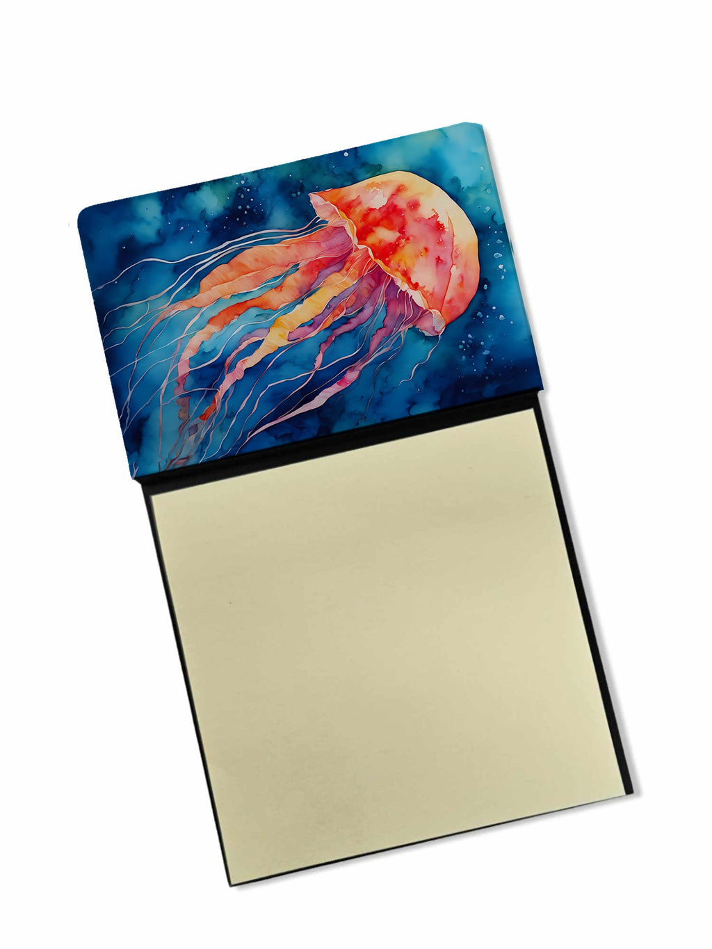 Jellyfish Watercolor Sticky Note Holder Refillable Dispenser Desk Accessory 3x3 Pad Gift