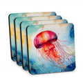 Jellyfish Foam Coasters Set of 4 Cup Coasters for Indoor Outdoor, Tabletop Protection, Anti Slip, Mouse pad Material