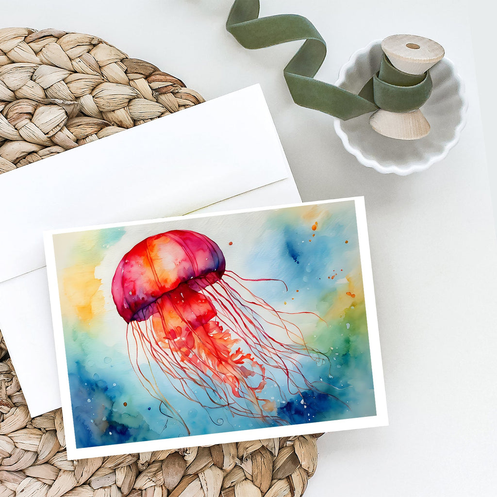 Jellyfish Greeting Cards Pack of 8 Blank Cards with Envelopes Whimsical A7 Size 5x7
