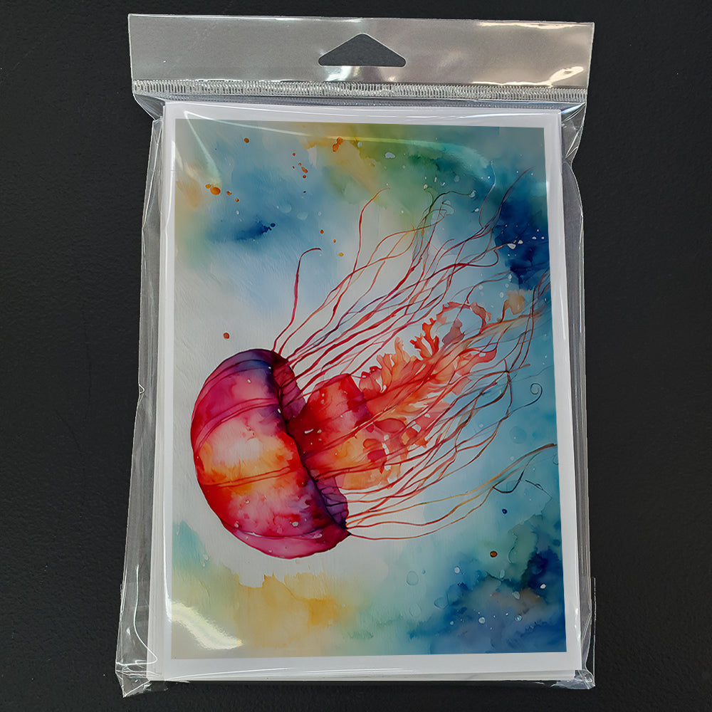Jellyfish Greeting Cards Pack of 8 Blank Cards with Envelopes Whimsical A7 Size 5x7
