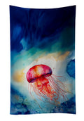 Jellyfish Kitchen Towel Velour Plush Front and Cotton Loop Back Machine Washable