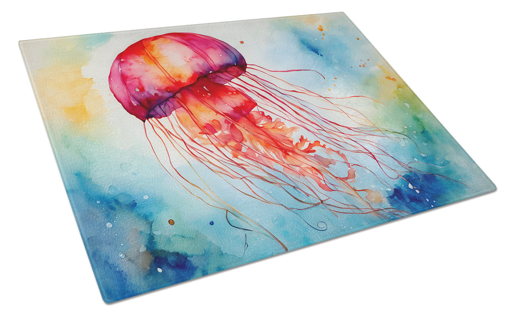 Jellyfish Cutting Board Tempered Glass Kitchen Cutting Surface, Heat Resistant Chopping, Non-Slip Feet, Food Prep & Serving
