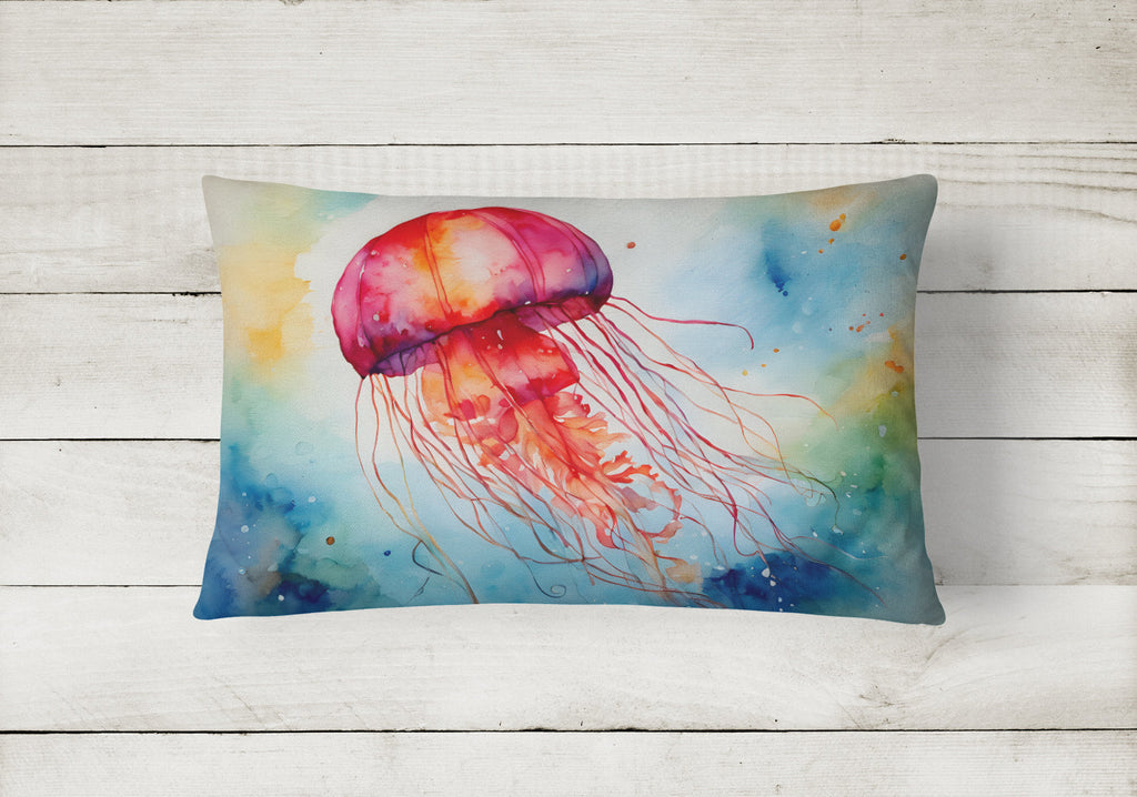 Jellyfish Decorative Throw Pillow 12x16 Indoor Outdoor Accent Cushion, Fabric Cover with Insert for Sofa, Bed, Porch & Living Room