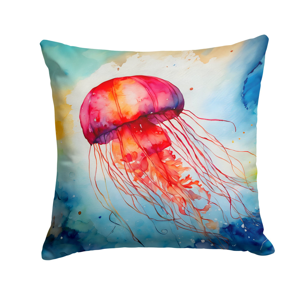 Jellyfish Decorative Throw Pillow 18x18 Indoor Outdoor Accent Cushion, Fabric Cover with Insert for Sofa, Bed, Porch & Living Room