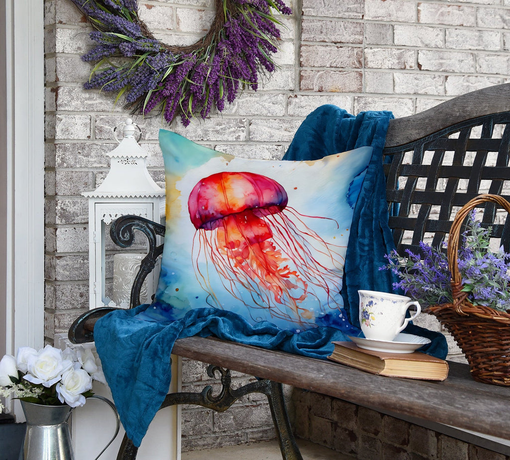 Jellyfish Decorative Throw Pillow 18x18 Indoor Outdoor Accent Cushion, Fabric Cover with Insert for Sofa, Bed, Porch & Living Room