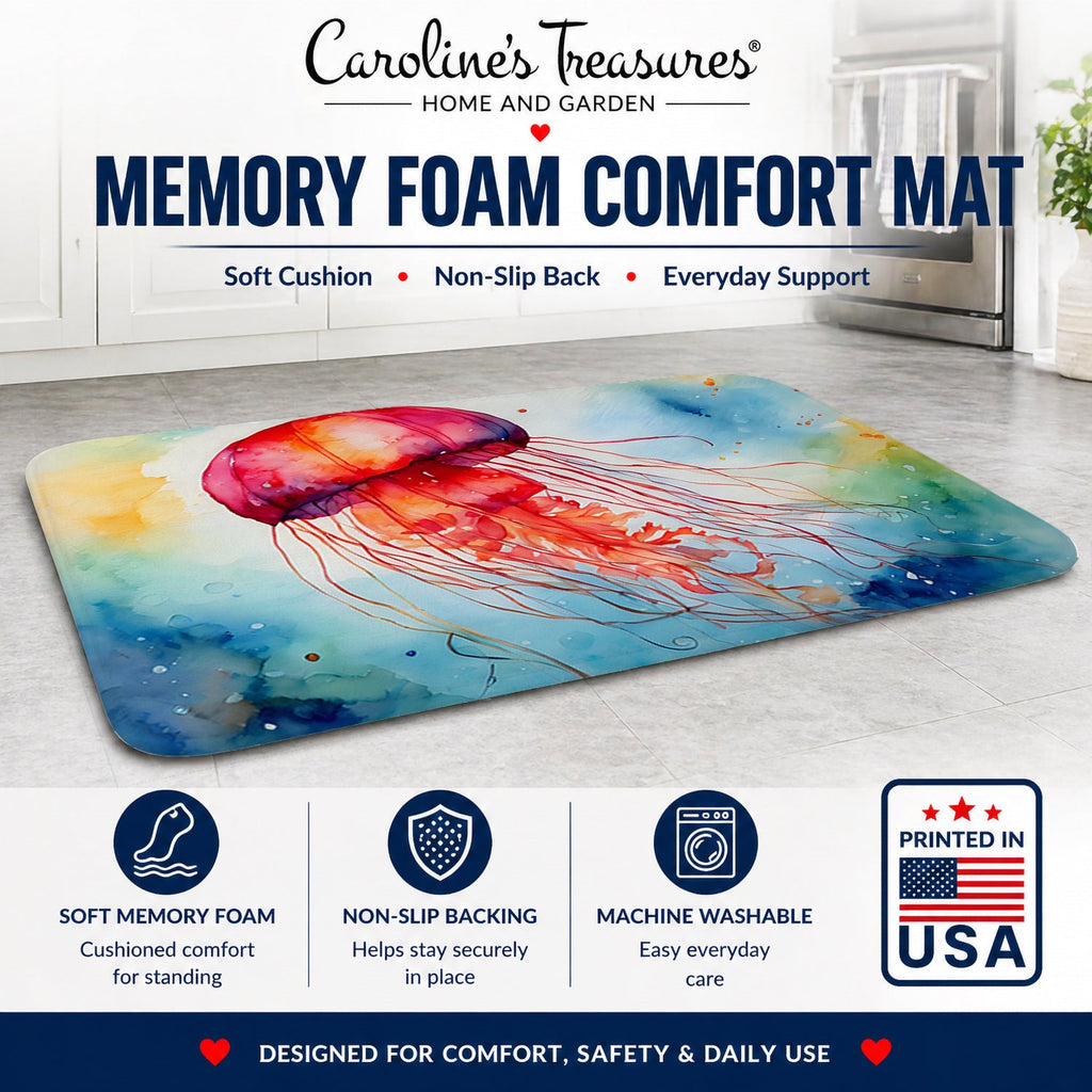 Jellyfish Memory Foam Kitchen Mat Machine Washable Anti-Fatigue Cushion Comfort Bath or Kitchen Rug