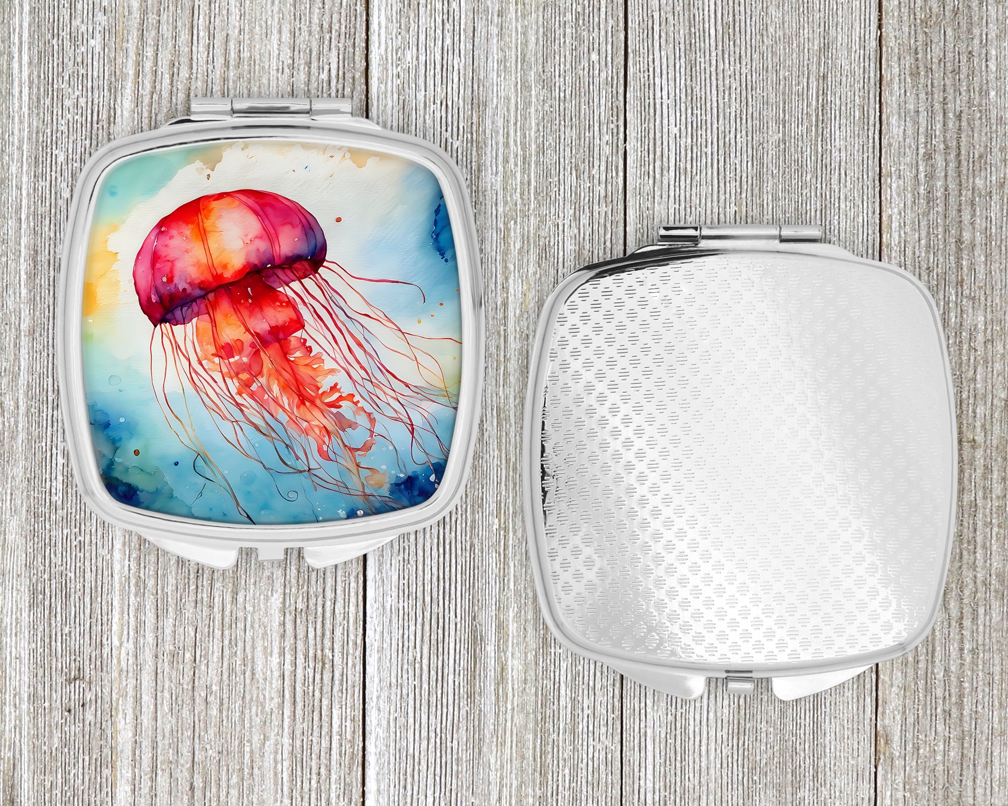 Jellyfish Compact Mirror Decorative Travel Makeup Mirror for Women Girls Gifts Pocket Makeup Mirror Folding Handheld