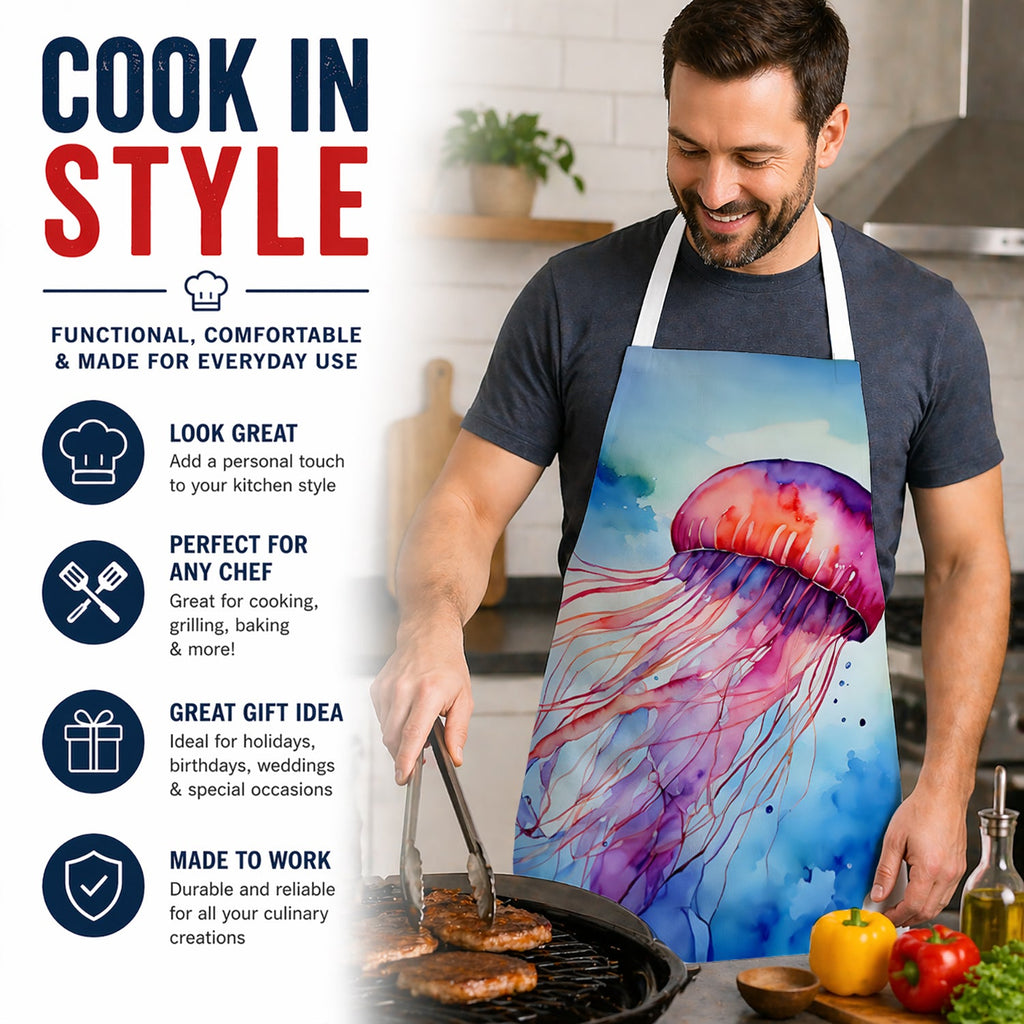 Jellyfish Apron Cooking Kitchen Server Baking Crafts Gardening for Adult Women Men, Unisex, Large, Multicolor