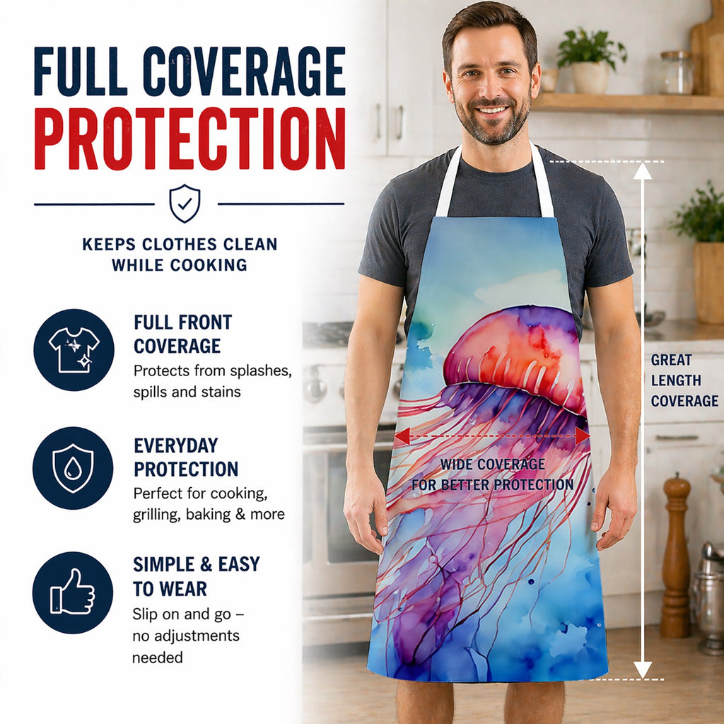 Jellyfish Apron Cooking Kitchen Server Baking Crafts Gardening for Adult Women Men, Unisex, Large, Multicolor