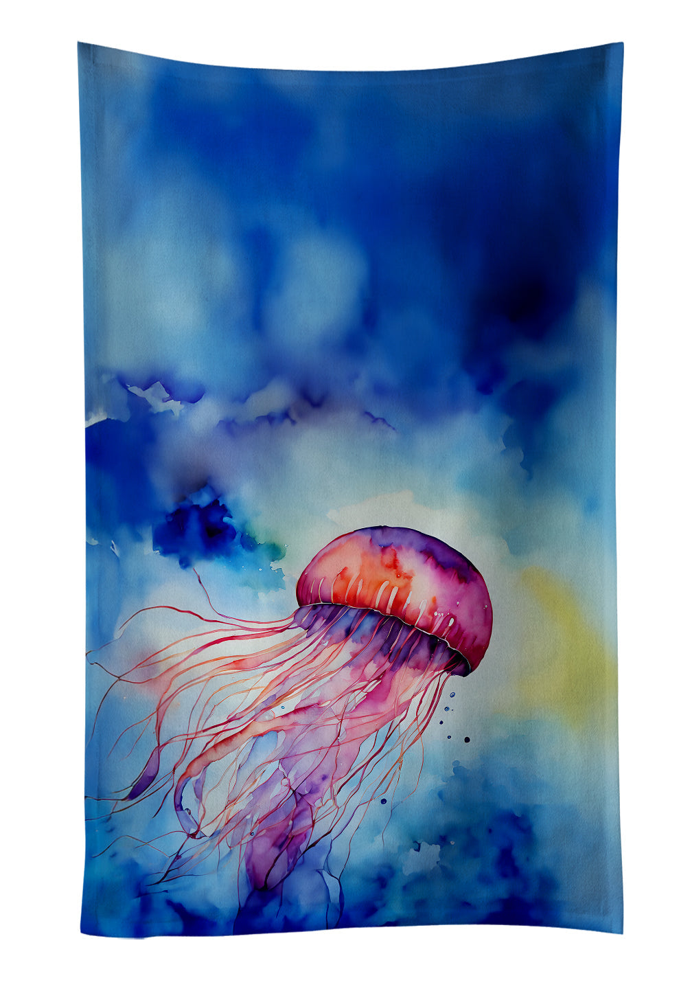 Jellyfish Kitchen Towel Velour Plush Front and Cotton Loop Back Machine Washable