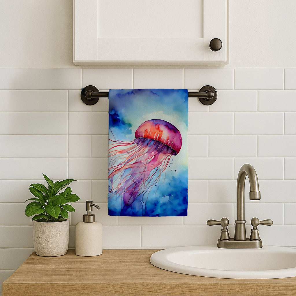 Jellyfish Kitchen Towel Velour Plush Front and Cotton Loop Back Machine Washable