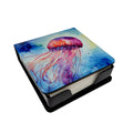 Jellyfish PU Leather Note Paper Holder with Artist-Designed Cover, Desk Accessory, Office Gift