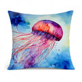 Jellyfish Decorative Throw Pillow 14x14 Indoor Outdoor Accent Cushion, Fabric Cover with Insert for Sofa, Bed, Porch & Living Room