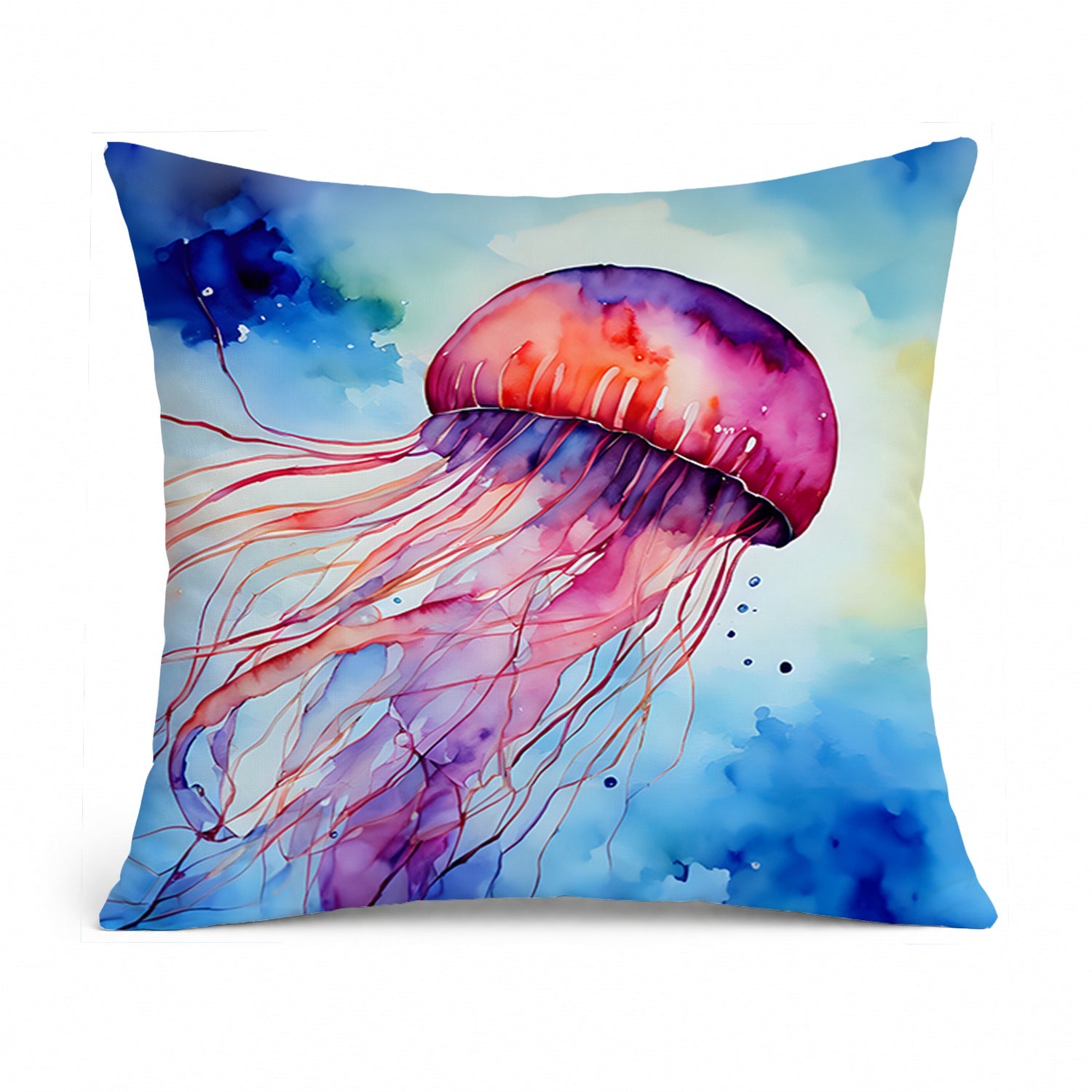 Jellyfish Decorative Throw Pillow 14x14 Indoor Outdoor Accent Cushion, Fabric Cover with Insert for Sofa, Bed, Porch & Living Room