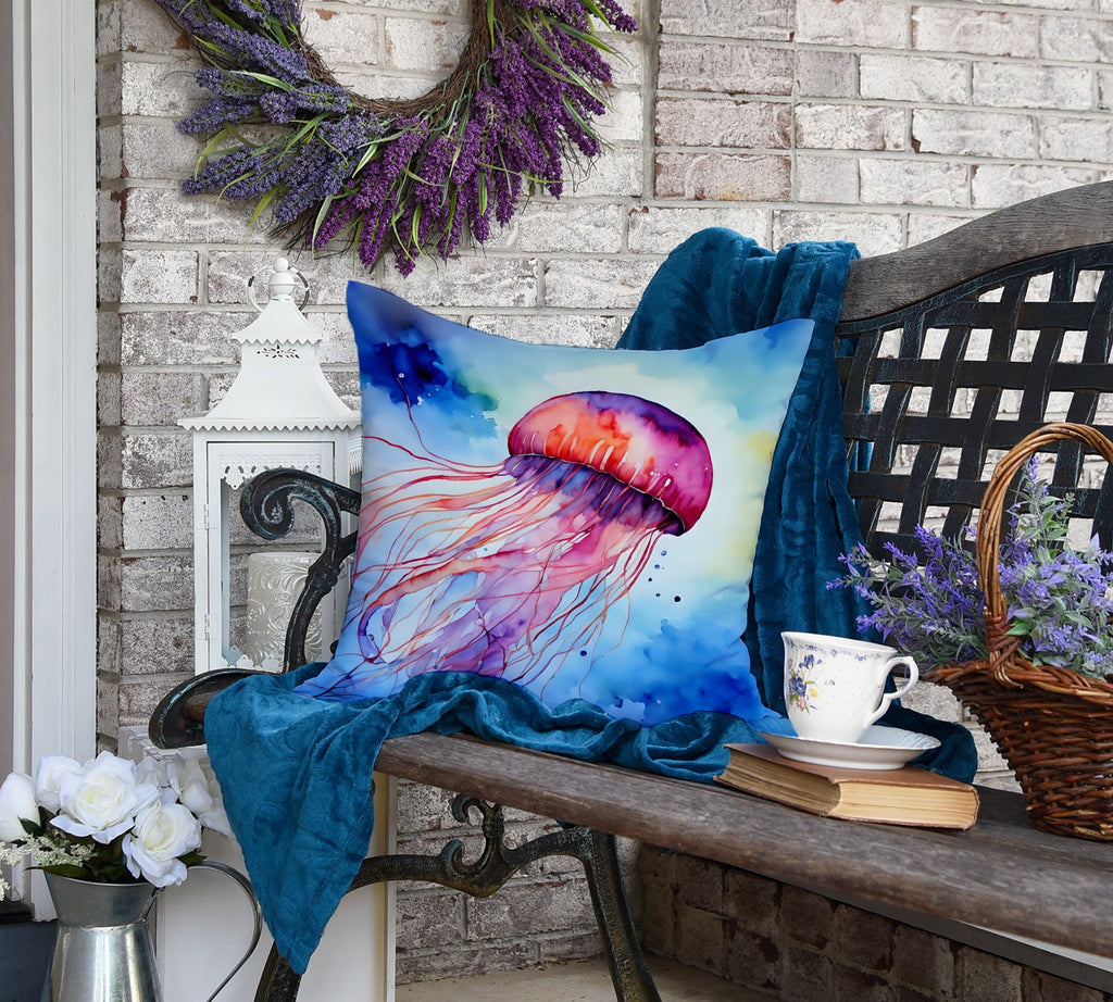 Jellyfish Decorative Throw Pillow 18x18 Indoor Outdoor Accent Cushion, Fabric Cover with Insert for Sofa, Bed, Porch & Living Room