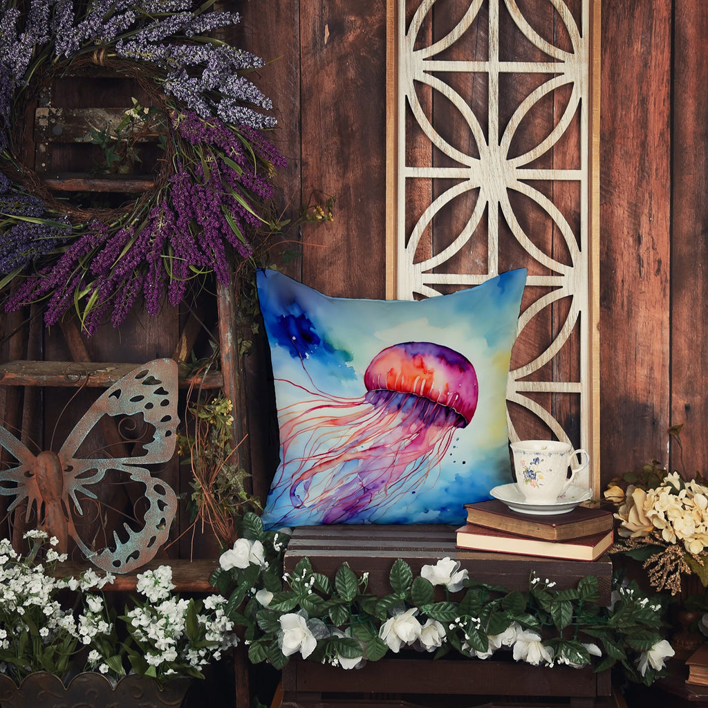 Jellyfish Decorative Throw Pillow 18x18 Indoor Outdoor Accent Cushion, Fabric Cover with Insert for Sofa, Bed, Porch & Living Room