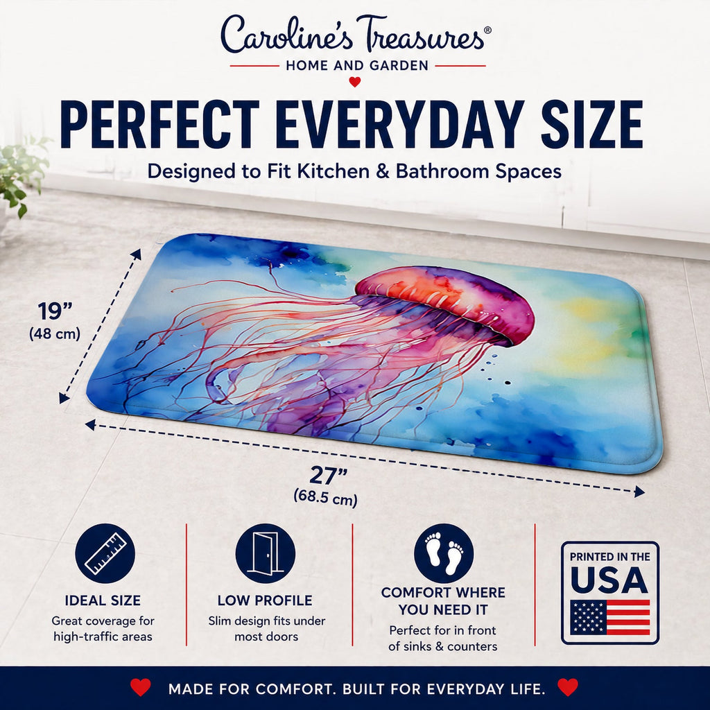 Jellyfish Memory Foam Kitchen Mat Machine Washable Anti-Fatigue Cushion Comfort Bath or Kitchen Rug