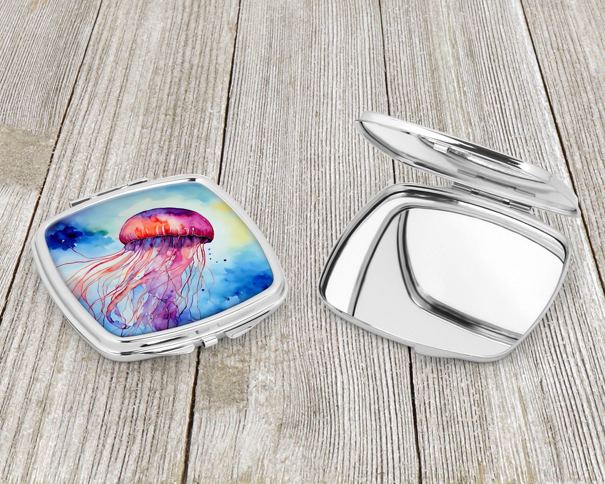Jellyfish Compact Mirror Decorative Travel Makeup Mirror for Women Girls Gifts Pocket Makeup Mirror Folding Handheld