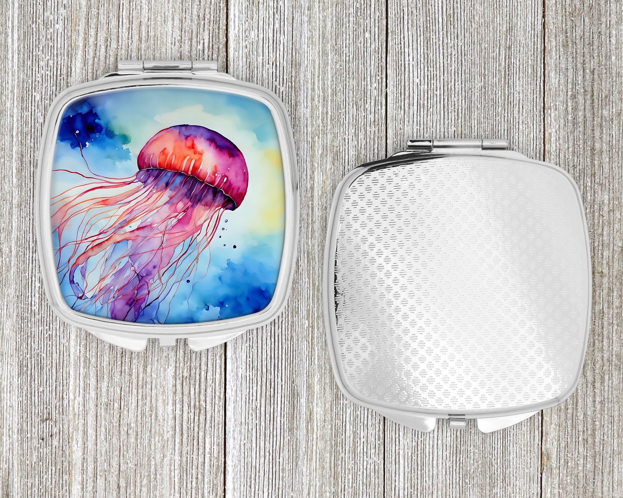 Jellyfish Compact Mirror Decorative Travel Makeup Mirror for Women Girls Gifts Pocket Makeup Mirror Folding Handheld