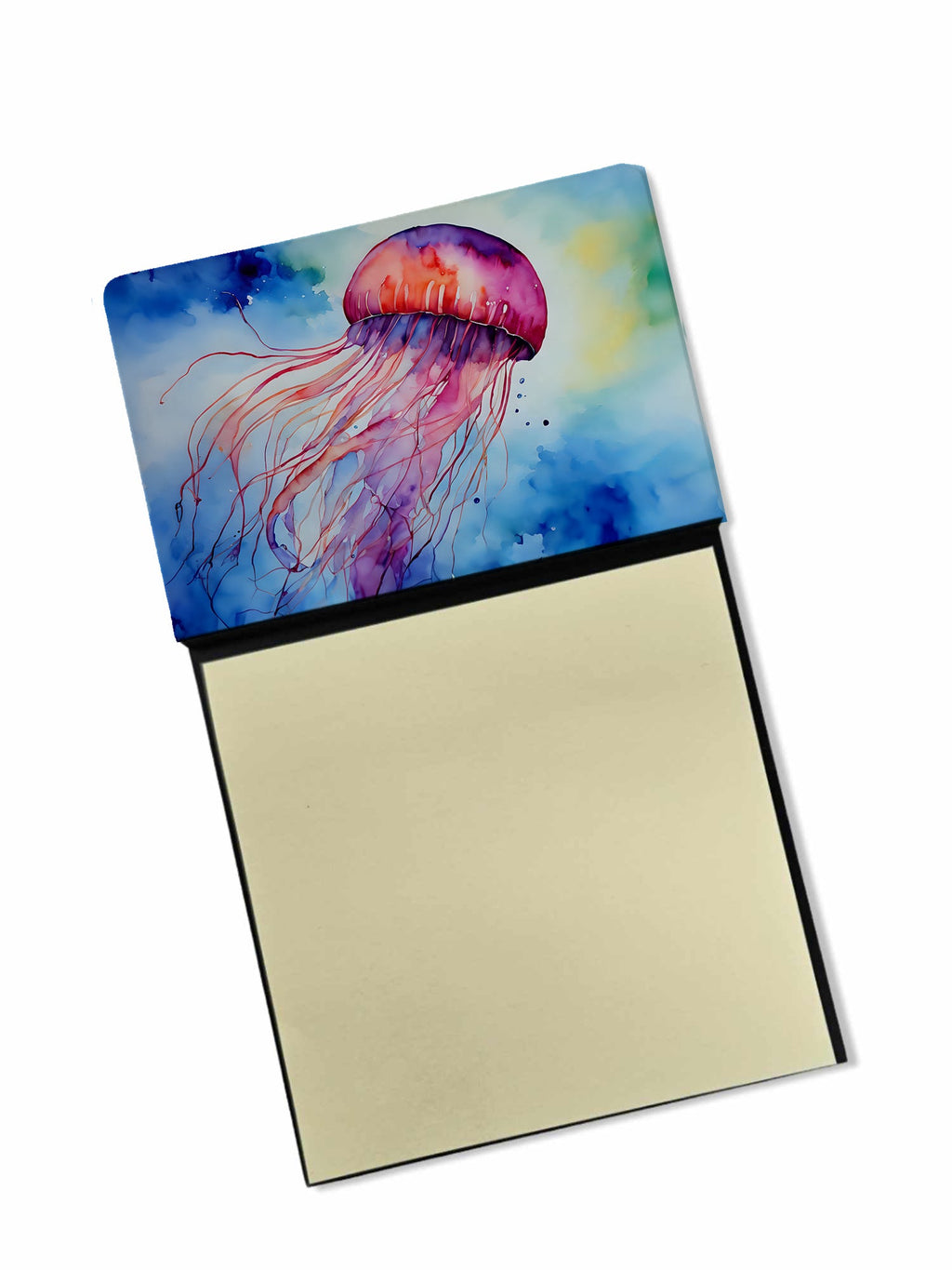Jellyfish Watercolor Sticky Note Holder Refillable Dispenser Desk Accessory 3x3 Pad Gift