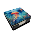 Jellyfish PU Leather Note Paper Holder with Artist-Designed Cover, Desk Accessory, Office Gift