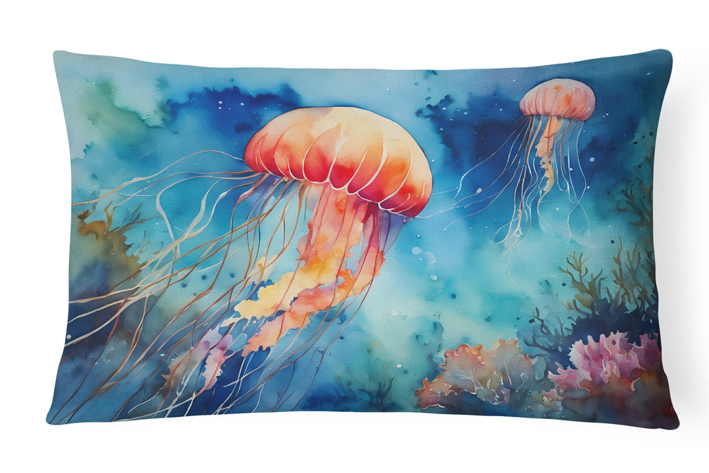 Jellyfish Decorative Throw Pillow 12x16 Indoor Outdoor Accent Cushion, Fabric Cover with Insert for Sofa, Bed, Porch & Living Room