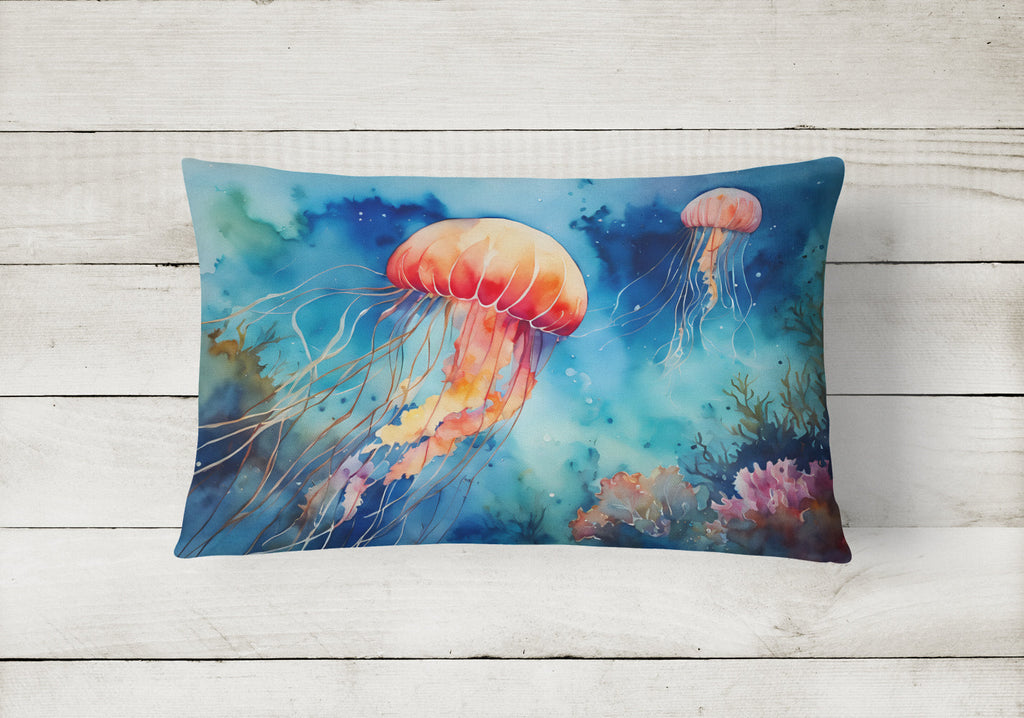Jellyfish Decorative Throw Pillow 12x16 Indoor Outdoor Accent Cushion, Fabric Cover with Insert for Sofa, Bed, Porch & Living Room