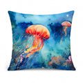 Jellyfish Decorative Throw Pillow 14x14 Indoor Outdoor Accent Cushion, Fabric Cover with Insert for Sofa, Bed, Porch & Living Room