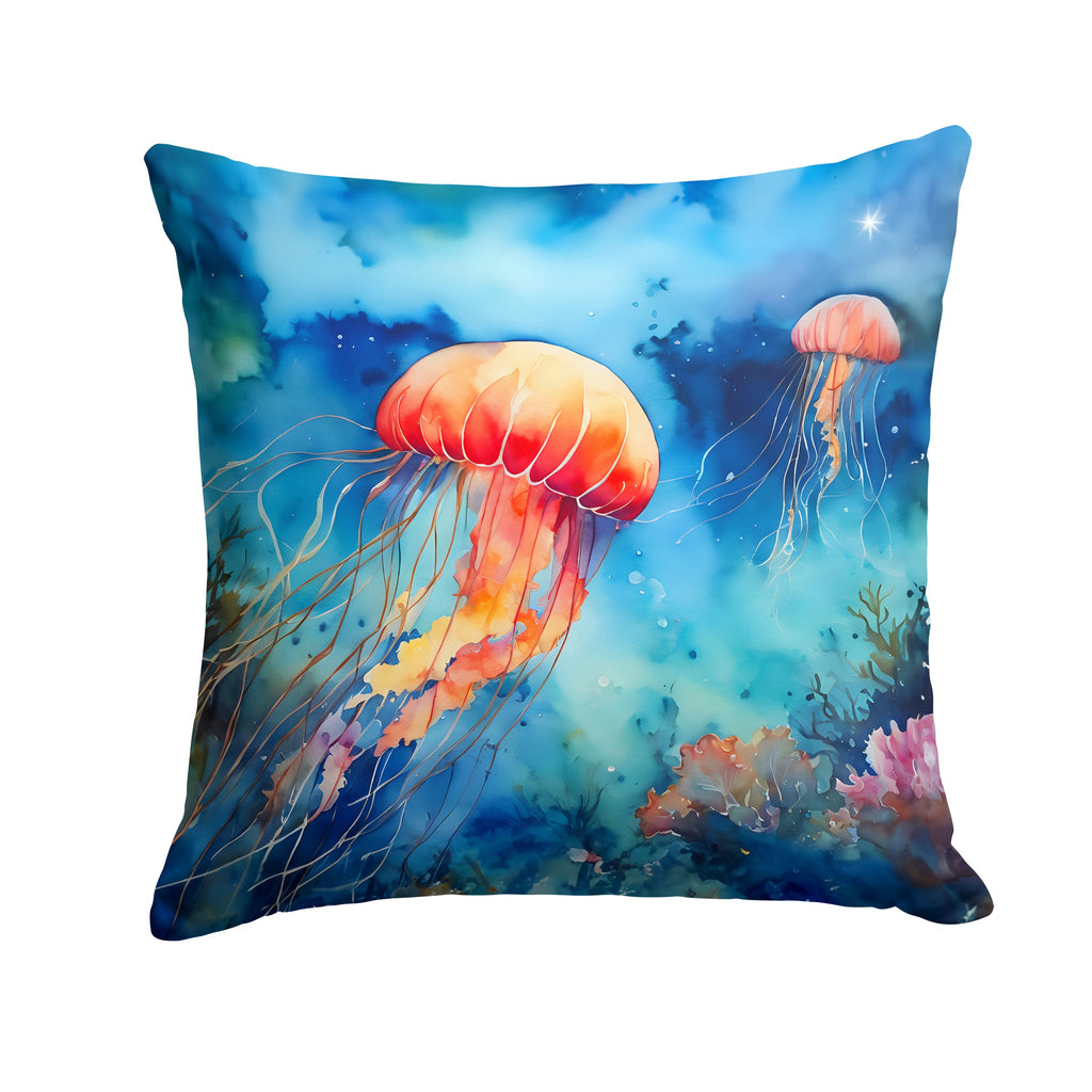 Jellyfish Decorative Throw Pillow 18x18 Indoor Outdoor Accent Cushion, Fabric Cover with Insert for Sofa, Bed, Porch & Living Room