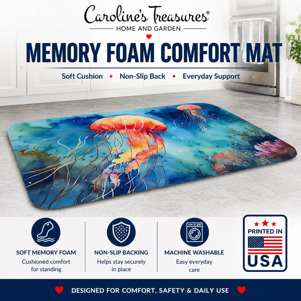 Jellyfish Memory Foam Kitchen Mat Machine Washable Anti-Fatigue Cushion Comfort Bath or Kitchen Rug