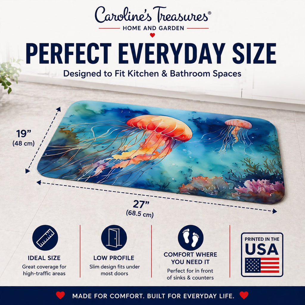 Jellyfish Memory Foam Kitchen Mat Machine Washable Anti-Fatigue Cushion Comfort Bath or Kitchen Rug
