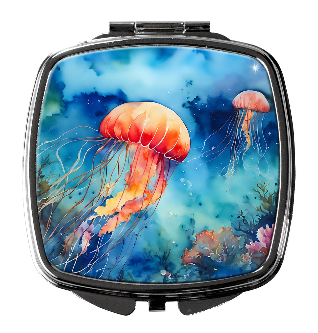 Jellyfish Compact Mirror Decorative Travel Makeup Mirror for Women Girls Gifts Pocket Makeup Mirror Folding Handheld