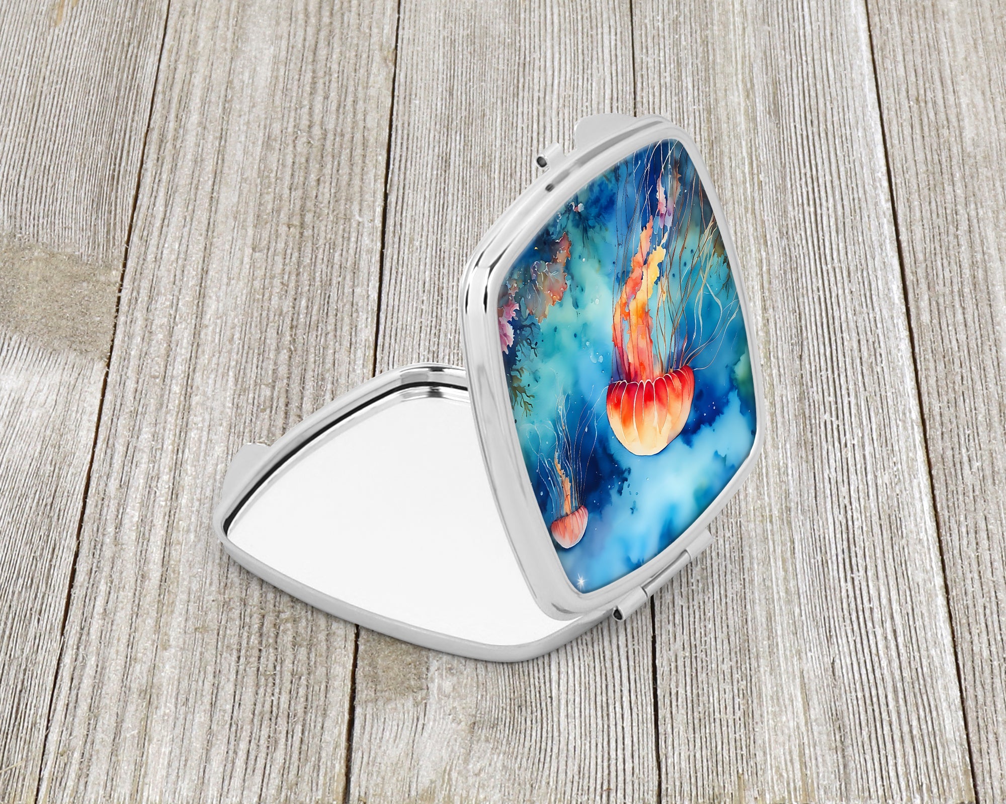 Jellyfish Compact Mirror Decorative Travel Makeup Mirror for Women Girls Gifts Pocket Makeup Mirror Folding Handheld