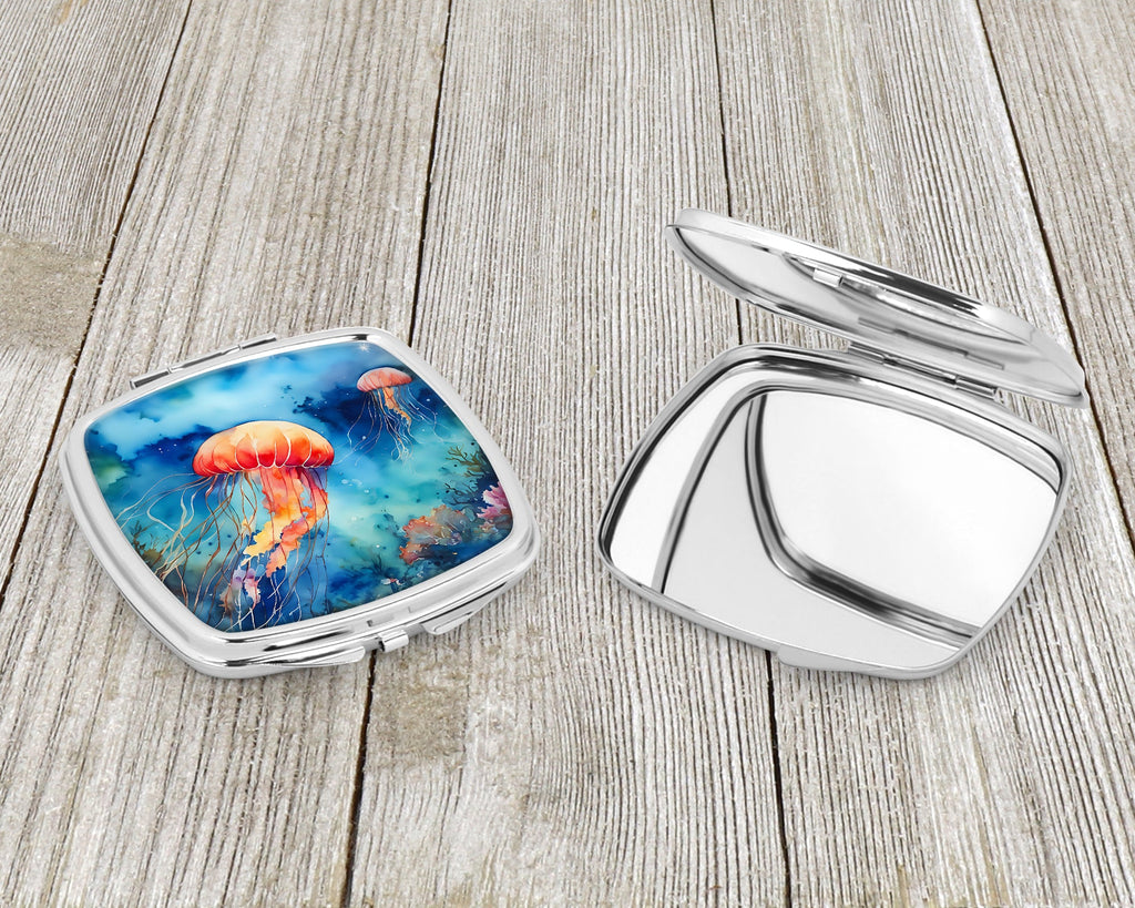 Jellyfish Compact Mirror Decorative Travel Makeup Mirror for Women Girls Gifts Pocket Makeup Mirror Folding Handheld