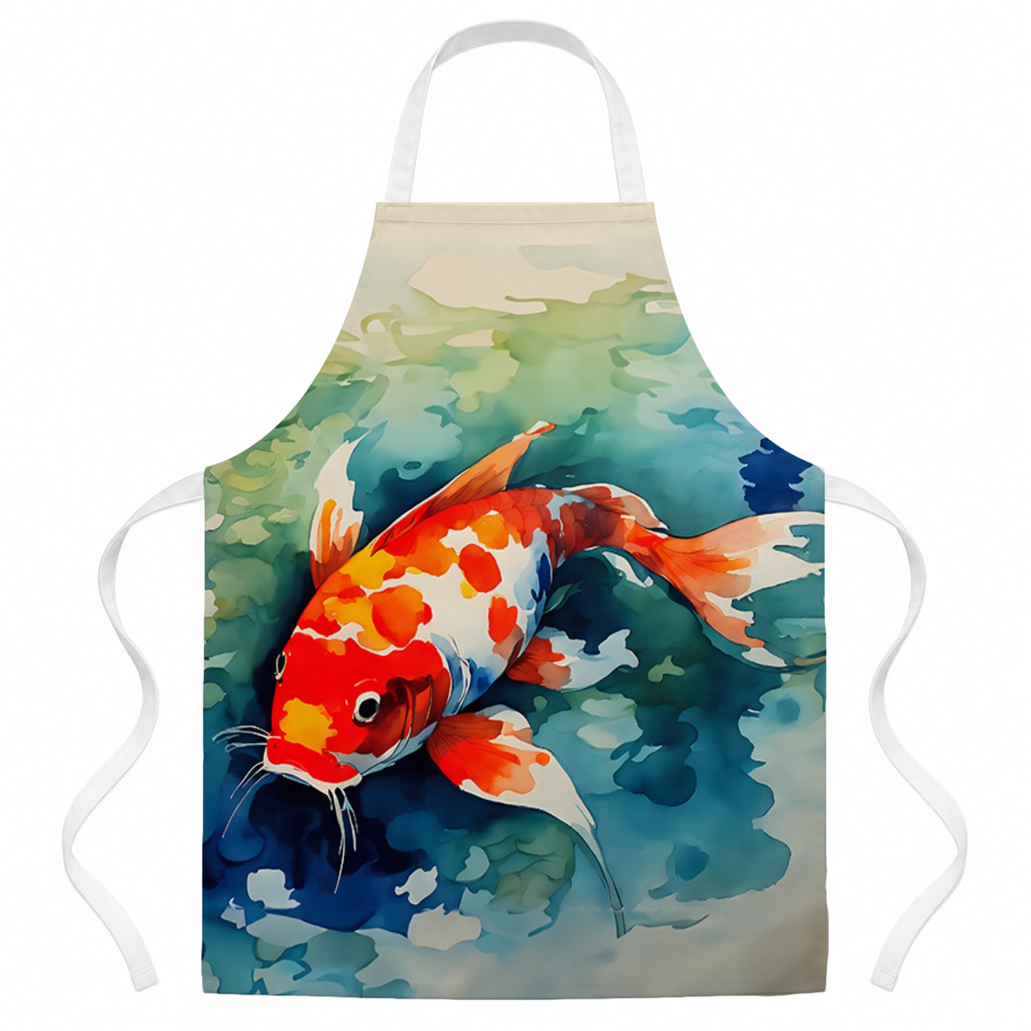 Koi Fish Apron Cooking Kitchen Server Baking Crafts Gardening for Adult Women Men, Unisex, Large, Multicolor