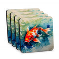 Koi Fish Foam Coasters Set of 4 Cup Coasters for Indoor Outdoor, Tabletop Protection, Anti Slip, Mouse pad Material