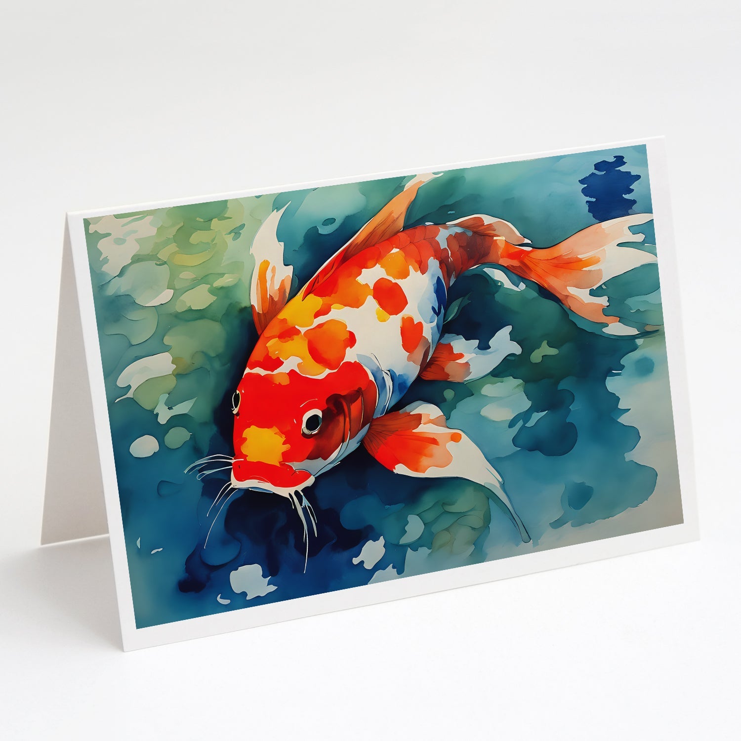 Koi Fish Greeting Cards Pack of 8 Blank Cards with Envelopes Whimsical A7 Size 5x7
