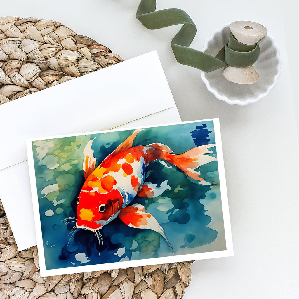 Koi Fish Greeting Cards Pack of 8 Blank Cards with Envelopes Whimsical A7 Size 5x7
