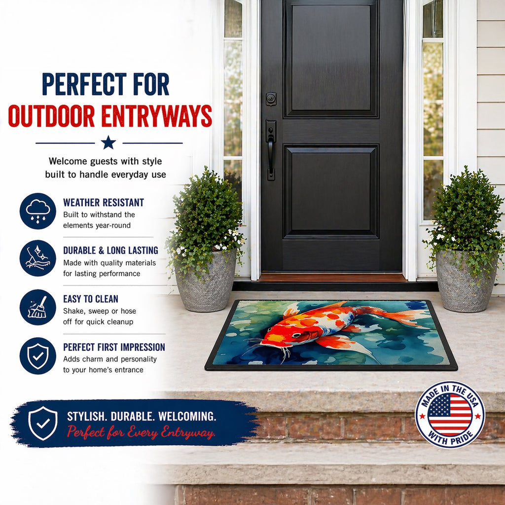 Koi Fish Doormat Indoor Outdoor 18H X 27W Front Door Mat Rugs for Entryway, Non Slip Washable