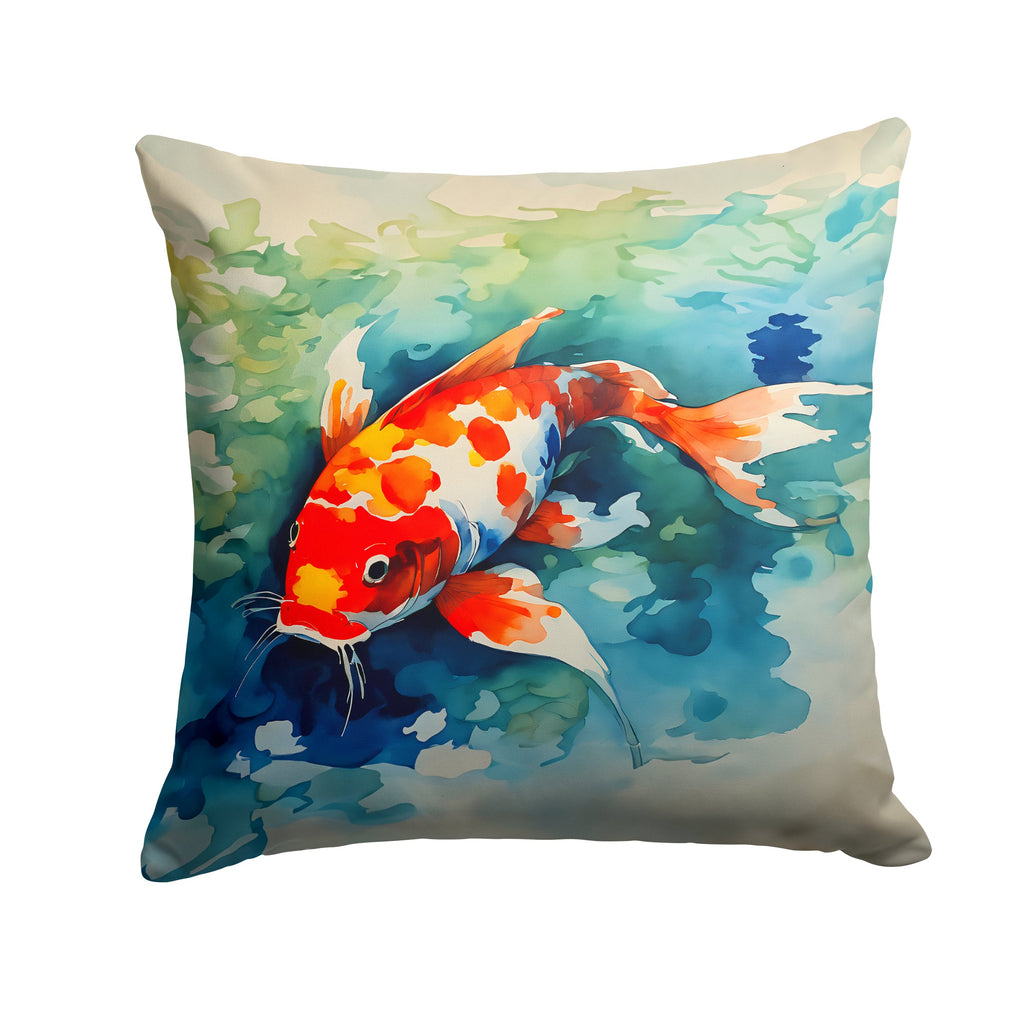 Koi Fish Decorative Throw Pillow 18x18 Indoor Outdoor Accent Cushion, Fabric Cover with Insert for Sofa, Bed, Porch & Living Room