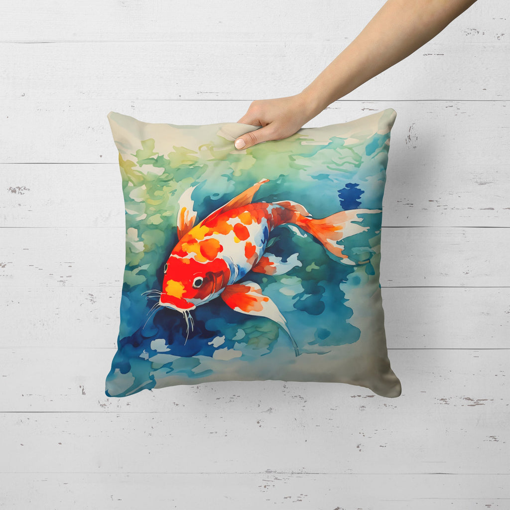 Koi Fish Decorative Throw Pillow 18x18 Indoor Outdoor Accent Cushion, Fabric Cover with Insert for Sofa, Bed, Porch & Living Room