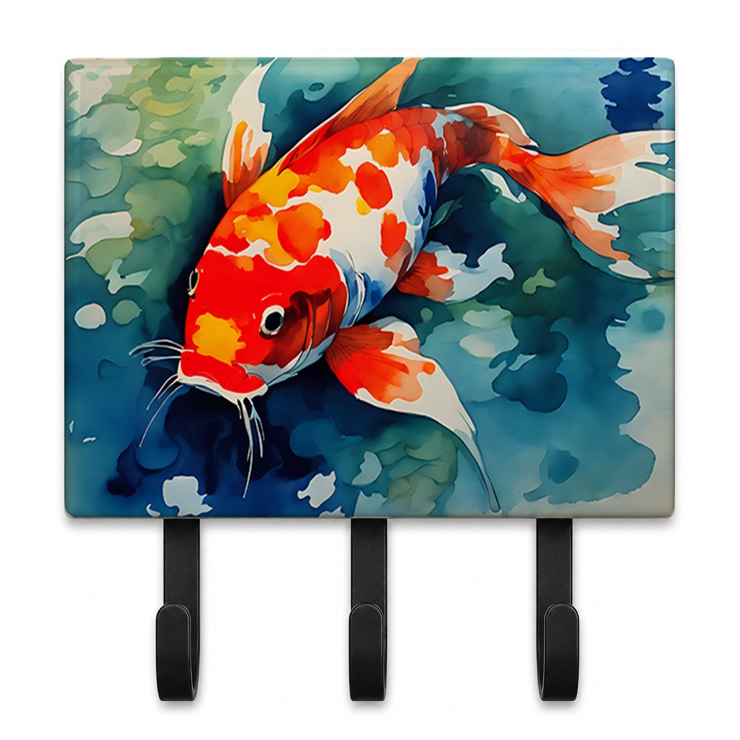 Koi Fish Leash or Key Holder Wall Hooks, Coat Rack Wall Mount, for Hanging Keys, Towels, Aprons, Leashes