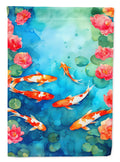 Koi Fish House Flag 28x40 Porch Sleeve Pole Decorative Outside Yard Banner Artwork Wall Hanging, Polyester