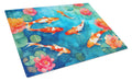 Koi Fish Cutting Board Tempered Glass Kitchen Cutting Surface, Heat Resistant Chopping, Non-Slip Feet, Food Prep & Serving