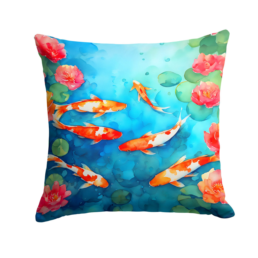 Koi Fish Decorative Throw Pillow 18x18 Indoor Outdoor Accent Cushion, Fabric Cover with Insert for Sofa, Bed, Porch & Living Room