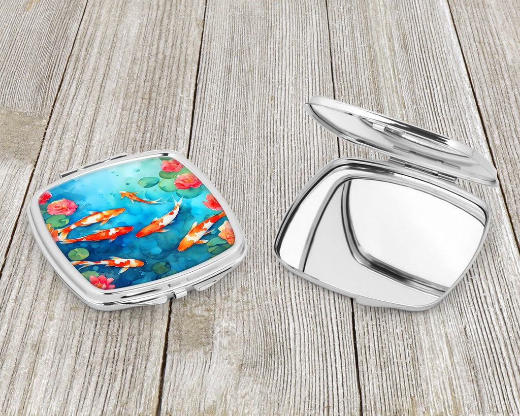 Koi Fish Compact Mirror Decorative Travel Makeup Mirror for Women Girls Gifts Pocket Makeup Mirror Folding Handheld